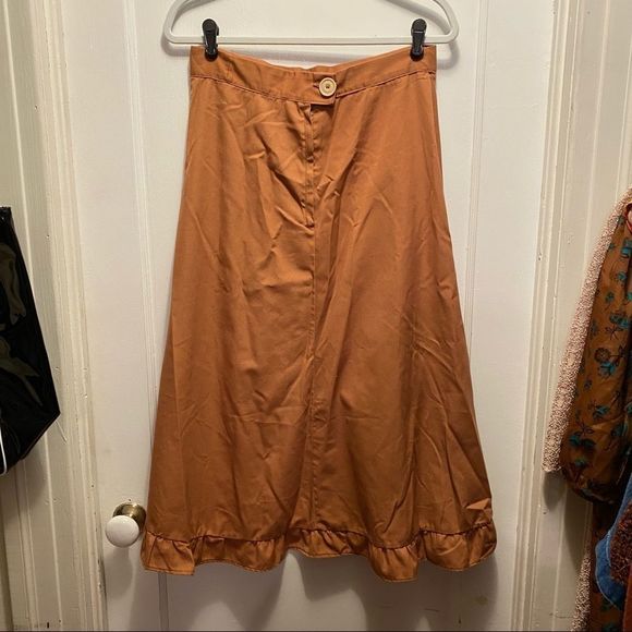 vtg•cottagecore skirt ruffle hem handmade - Picture 3 of 7